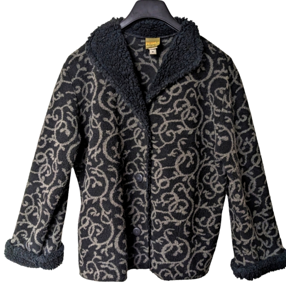 Maralyce Ferree, Scarborough Maine Black Fleece Coat Medium